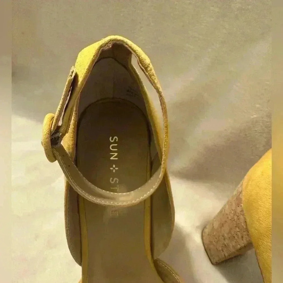 Sun + Stone Reeta Yellow Platform shoes adjustable ankle straps NIB Size 9M - Picture 3 of 10
